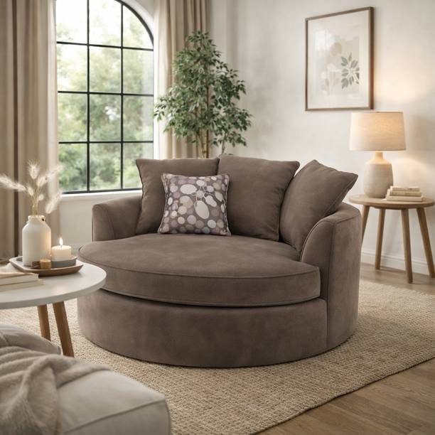 sofynest Aura Velvet Fully Upholstered Rounded Double Seater Sofa Fabric 2 Seater Sofa