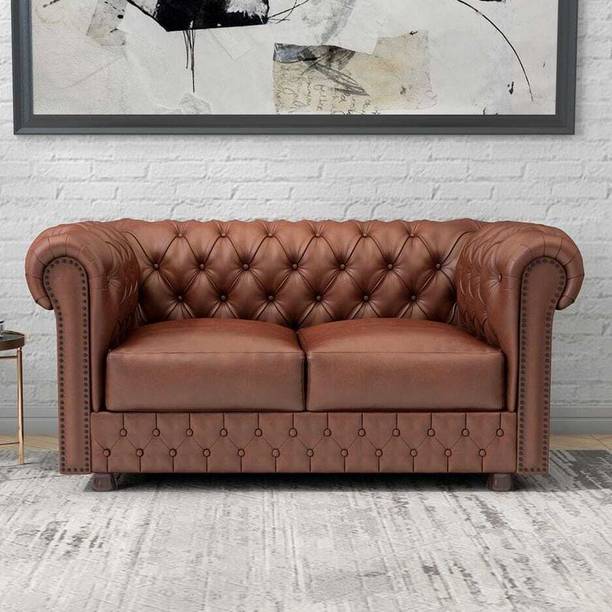 Soul Light Art Wooden Modern Sofa Tufted Couch with Deep Seats,Chesterfield 2 Seater Sofa Fabric 2 Seater  Sofa