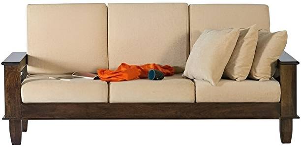 TAKELWOOD BRAVO Sheesham Wood Three Seater Sofa With Pocket Storage For Living Room/Office Fabric 3 Seater  Sofa