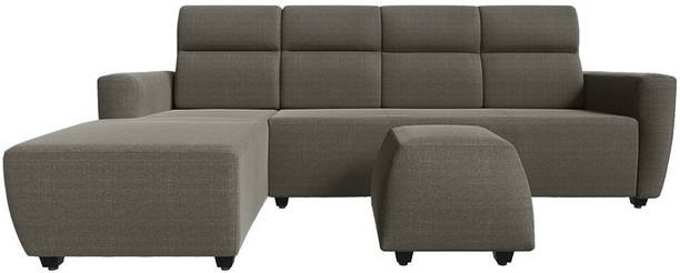 Wakefit Belize Left Aligned Chaise with Ottoman Fabric 6 Seater  Sofa
