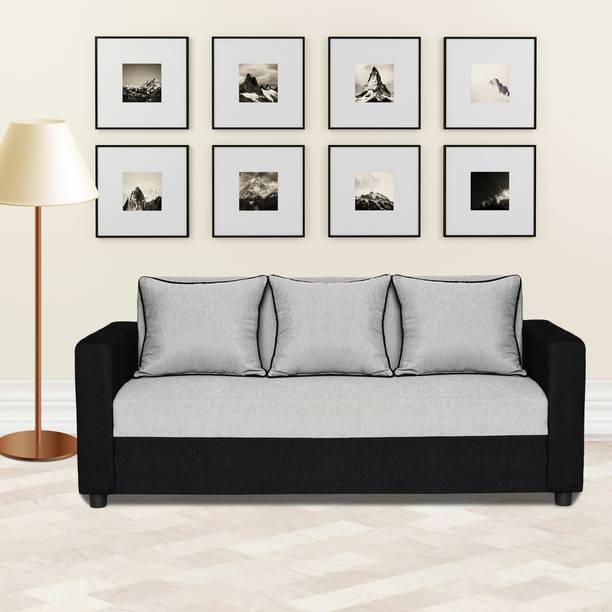 Fusion Furniture Factory Tulip Black & Silver Fabric 3 Seater Sofa