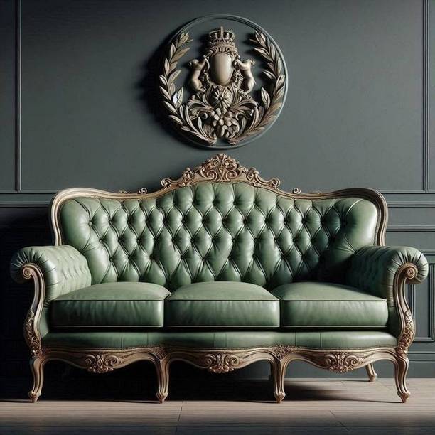 Home wood Fabric 3 Seater Sofa (Finish Color - Sea Green, DIY(Do-It-Yourself)) Leather 3 Seater  Sofa
