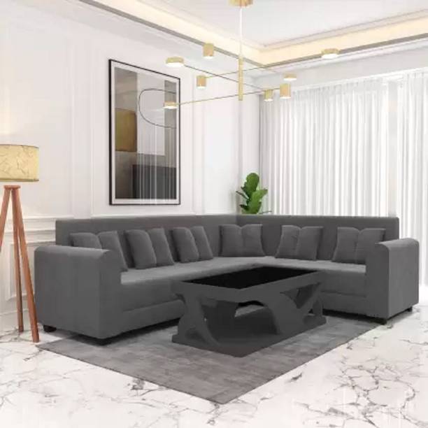 lifestyle furniture ROYAL MINE GREY Fabric 6 Seater  Sofa