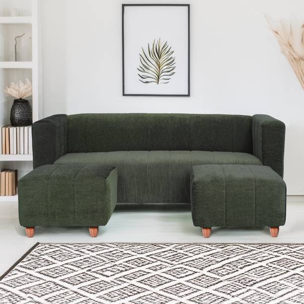 Seventh Heaven Tokyo 5 Seater Sofa with 2 Ottoman, Chenille Molfino Fabric: 2 year Warranty Fabric 5 Seater  Sofa