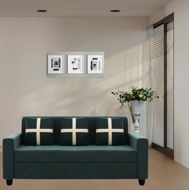 LIVEWELL Premium Quality Velvet Fabric 3 Seater  Sofa