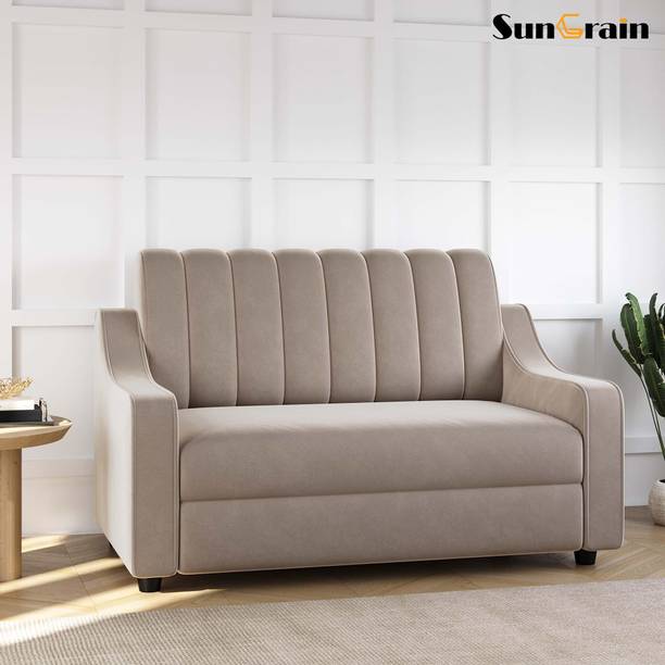 SunGrain Sleek Tufted Velvet 2-Seater Sofa | Premium Comfort | 3-Year Warranty Fabric 2 Seater  Sofa
