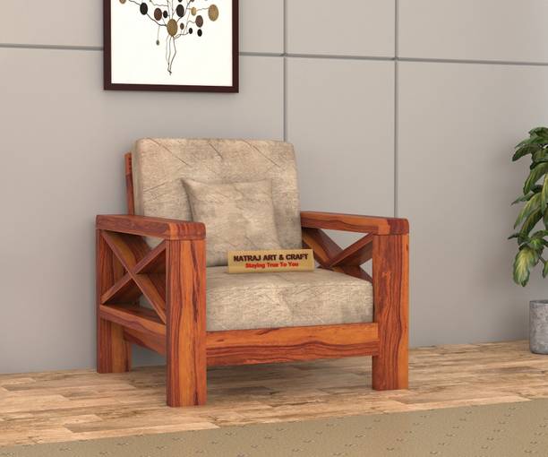 NATRAJ ART & CRAFT Sheesham Solid Wood 1 Seater Sofa for Living Room Home & Office | Sofa Set Fabric 1 Seater  Sofa