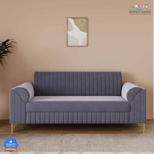 Flipkart Perfect Homes SoftAura luxurious velvet fabric smooth finish l Ideal for living, Guest lounges Fabric 3 Seater  Sofa
