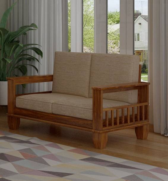 Ganpati Arts Sheesham Wood 2 Seater Sofa Home Living Room Solid Wood Fabric 2 Seater Sofa