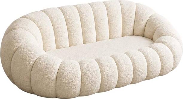bloo mart Modern 3 Seater Sofa for Living Room - Beige Fabric 3 Seater  Sofa
