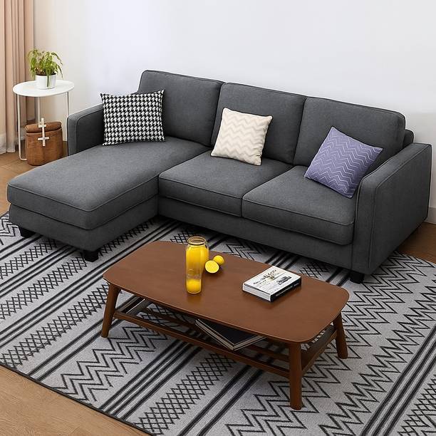 FURNY Arlo 4 Seater Fabric LHS L Shape Sofa Set for Living Room Fabric 4 Seater  Sofa