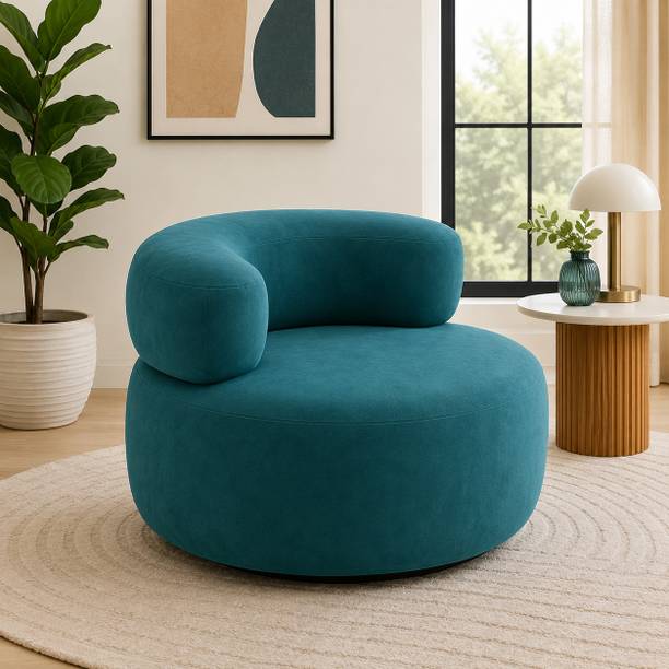 RGWOD RGWOOD ROUND CHAIR BLUE Fabric 1 Seater  Sofa