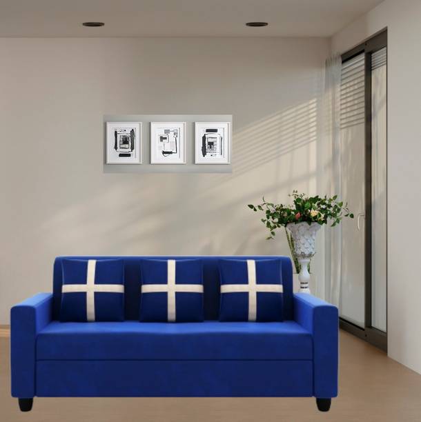 LIVEWELL Premium Quality Velvet Fabric 3 Seater  Sofa