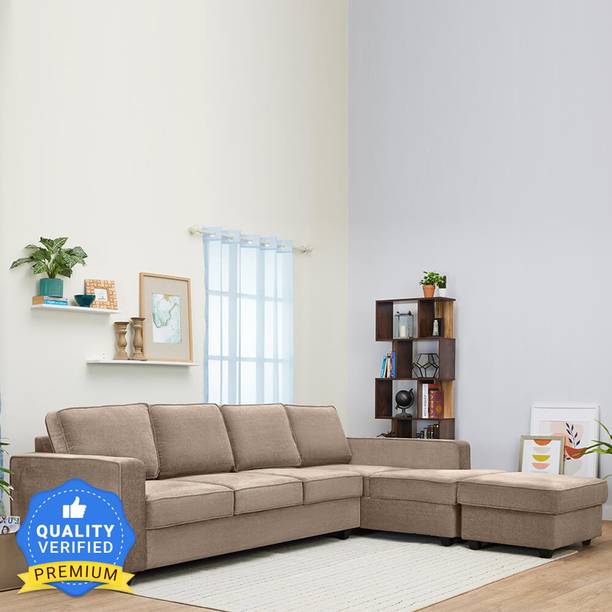 Wakefit Napper Right Aligned Chaise with Ottoman Fabric 6 Seater  Sofa