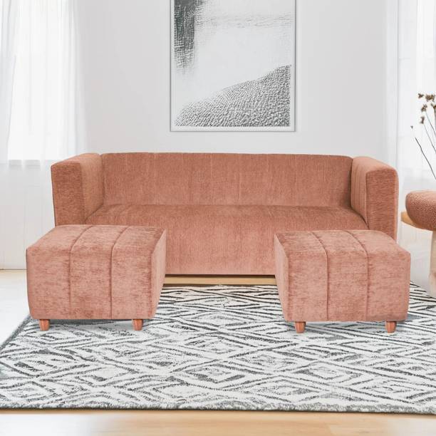 Seventh Heaven Tokyo 5 Seater Sofa with 2 Ottoman, Chenille Molfino Fabric: 1 year Warranty Fabric 5 Seater  Sofa