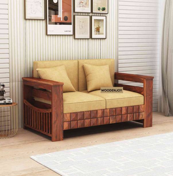 WOODENJOY Sheesham Wood Diamond 2 Seater Sofa For Living Room/Wooden Sofa For Home/Office Solid Wood 2 Seater  Sofa