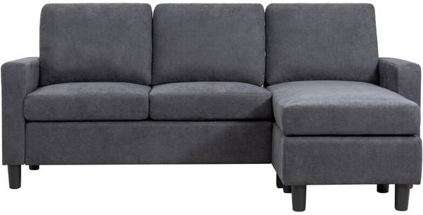 Adorn Homez Corby L Shape Sofa Reverseable Sofa Sectional in fabric - Dark Grey Fabric 4 Seater  Sofa