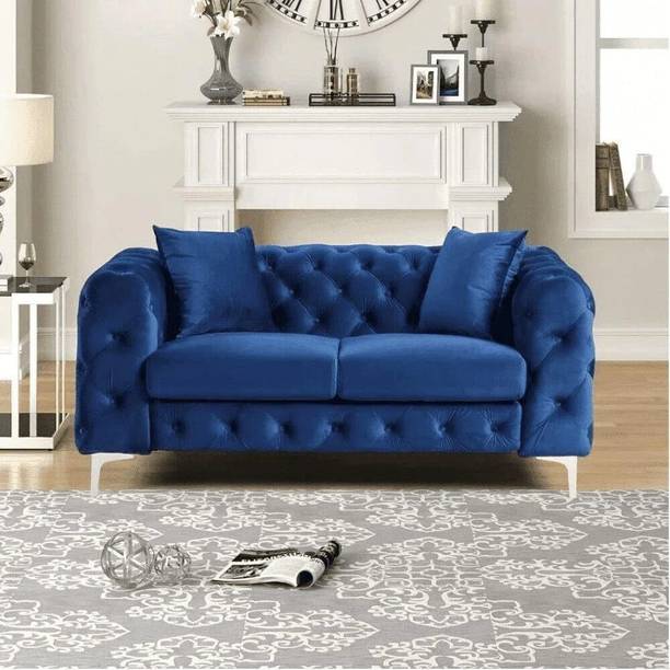India wood mart Classic Seater Luxury Chesterfield Sofa Fabric 2 Seater  Sofa