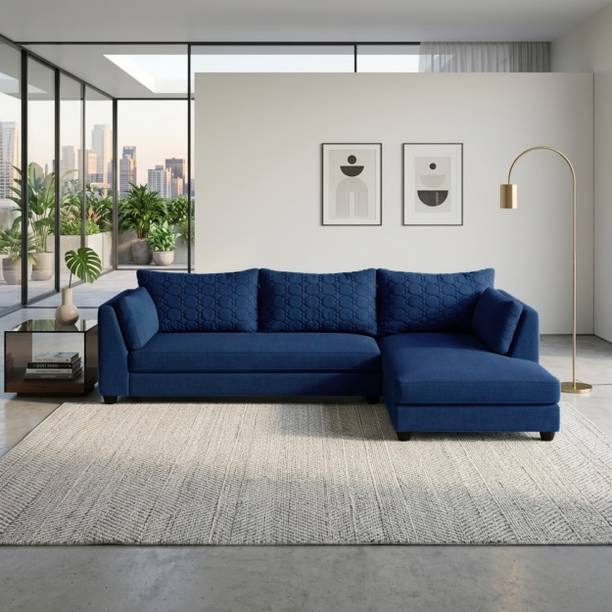 WAKESURE Premium Quality L Shape Velvet Fabric 6 Seater Sofa