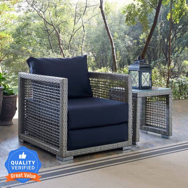 Flipkart Perfect Homes Rattan & Wicker Outdoor Garden 1 Seater Patio Sofa Set with Side Table Leatherette 1 Seater  Sofa