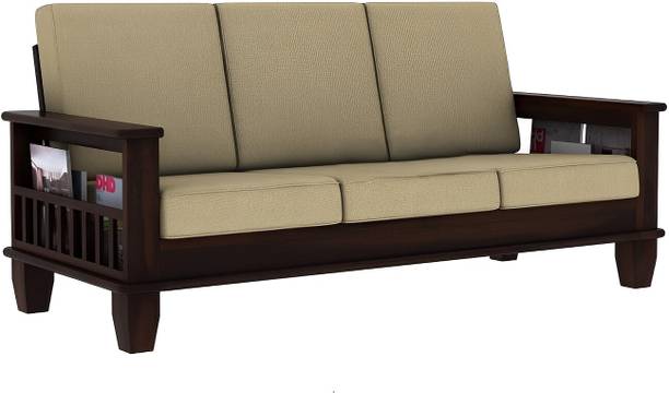 SIDDH Pocket Style Sheesham Wood Three Seater Sofa For Living Room, Hotel, Cafe. Fabric 3 Seater  Sofa