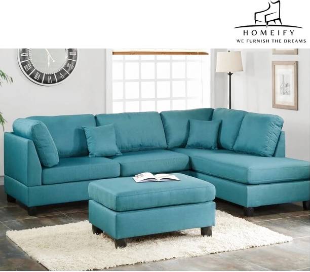 Homeify Alaska Fabric 5- to 6-Seater Sofa L Shape Sofa Set For Living Room Fabric 6 Seater  Sofa