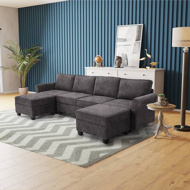 Apostate Vianor 6 Seater U shaped Sectional Sofa For Living Room Fabric 6 Seater  Sofa