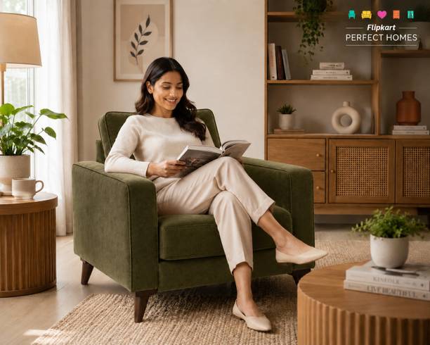 Flipkart Perfect Homes Eldric Premium Modern Fabric Sofa with cushioned seating for Living Room Fabric 1 Seater Sofa