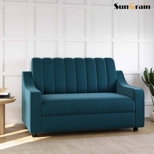 SunGrain Sleek Tufted Velvet 2-Seater Sofa | Premium Comfort | 3-Year Warranty Fabric 2 Seater  Sofa