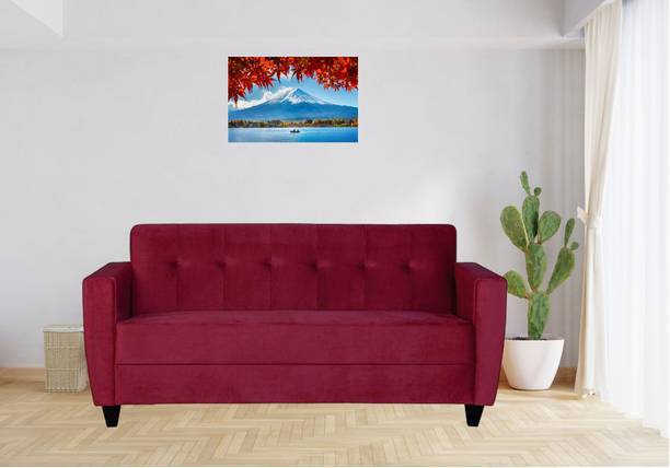 LIVEWELL Premium Quality Velvet Fabric 3 Seater  Sofa