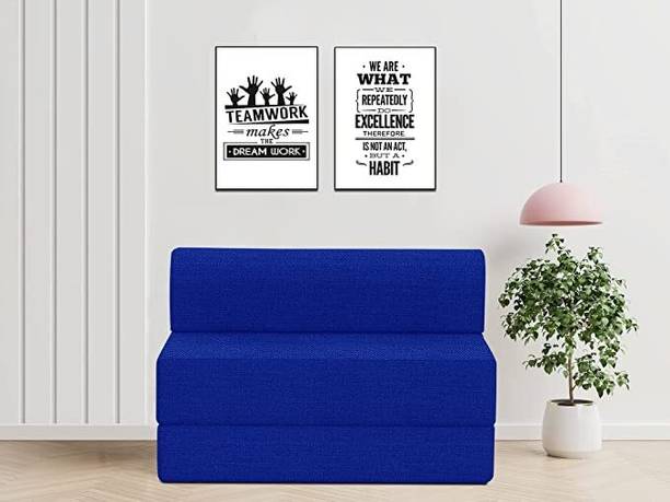 SR DECORE One Seater Sofa Cum Bed | Fabric Fold Sofa Cum Bed | Sofa for Living Room | Blue Fabric 1 Seater  Sofa