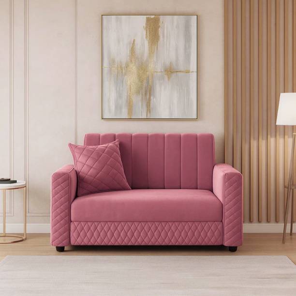 WAKESURE Premium Quality Velvet Fabric 2 Seater  Sofa