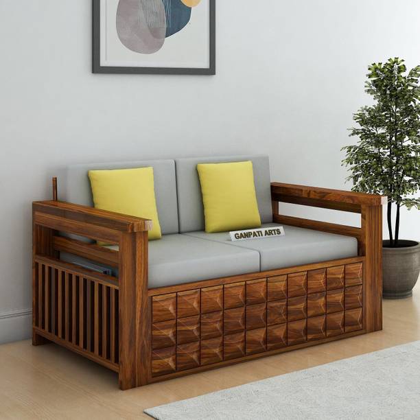 Ganpati Arts Sheesham Wood Diamond 2Seater Sofa with Side Pocket For Living Room /Bed Room Fabric 2 Seater  Sofa