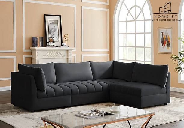 Homeify Favia 4 Seater Fabric Sectional Sofa Set for Living Room Fabric 4 Seater  Sofa