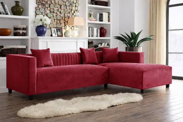 Dr Smith L Shape Chesterfield Fabric Velvet Corner Sofa Set Fabric 4 Seater Sofa