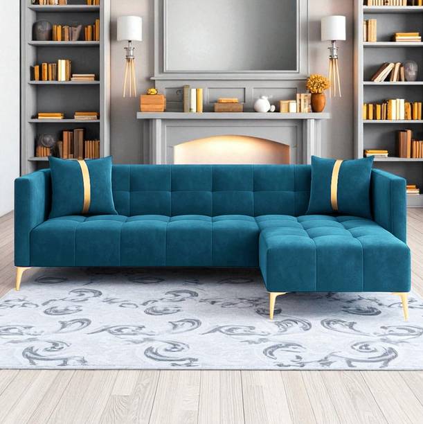 FURNY Styliving 4 Seater Fabric RHS L Shape Sofa Set for Living Room Fabric 4 Seater  Sofa