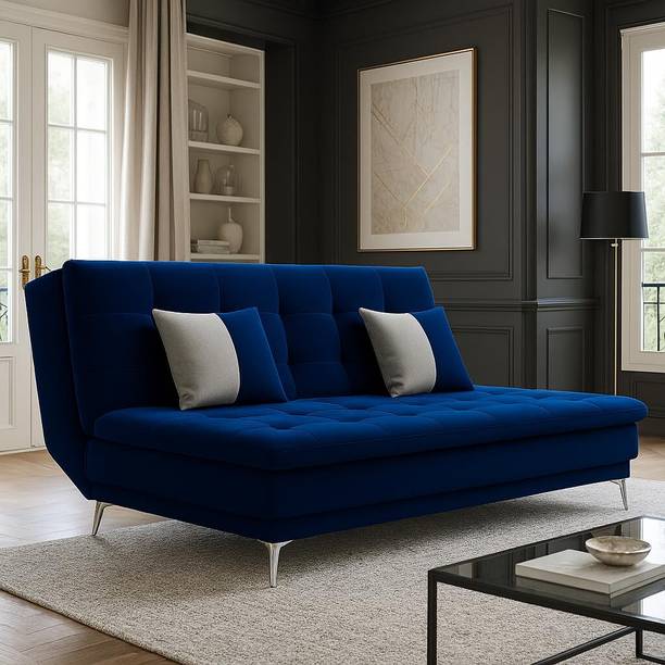 FURNY Flexinest 3 Seater Click-Clack Sofa Cum Bed for Bedroom| Soft Velvet Fabric Fabric 3 Seater  Sofa