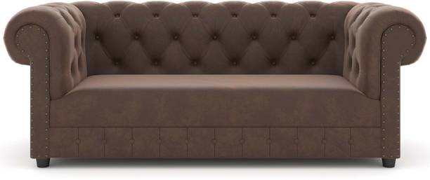 Decorhand Chesterfield 3-Seater Sofa -Plush Velvet, Deep Seating for Relaxation Fabric 3 Seater  Sofa