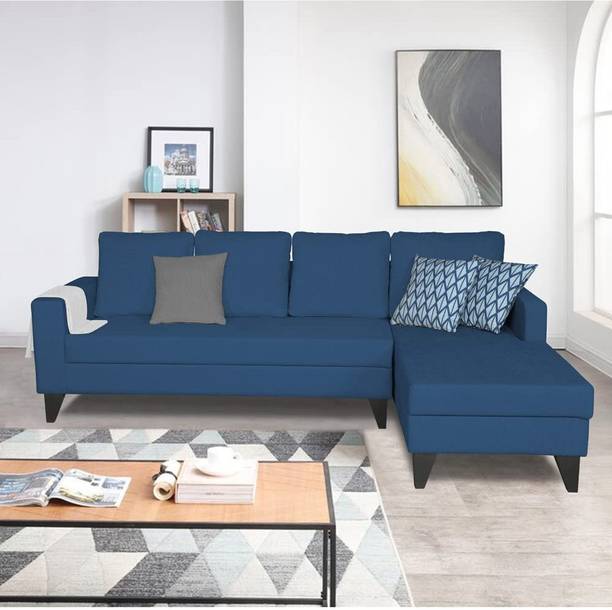 DMK Solid Wood Framed Upholstered Six Seater Right Facing Sofa For Living Room || Fabric 6 Seater  Sofa