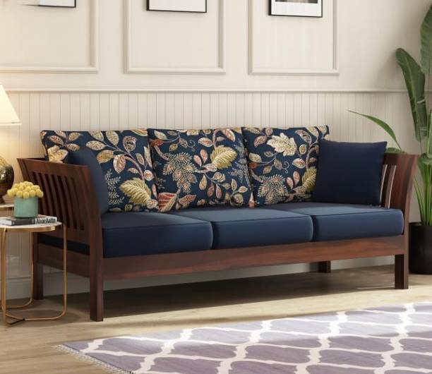 Ratandhara Furniture Solid Sheesham Wooden 3 Seater Sofa for Living Room Fabric 3 Seater  Sofa