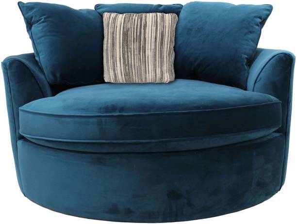 Smarts collection Wooden Modern Round Accent Sofa Barrel Chair With 3 Pillows Fabric 2 Seater  Sofa