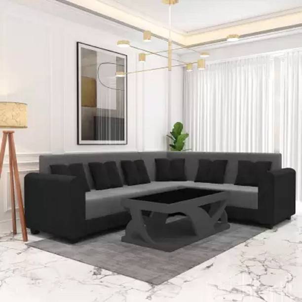 lifestyle furniture ROYAL ECLIPSE GREY BLACK Fabric 6 Seater  Sofa