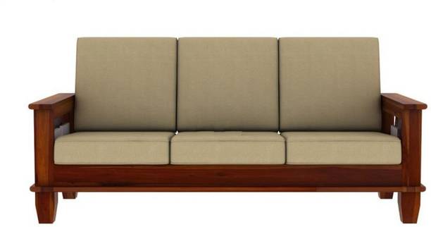PR FURNITURE Solid Sheesham Wood Three Seater Sofa For Living Room/ Office | Fabric 3 Seater  Sofa