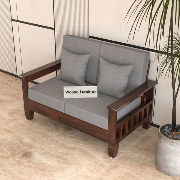 Wopno Furniture Solid Sheesham Wooden 2 Seater Sofa for Living Room Home & Office Fabric 2 Seater  Sofa