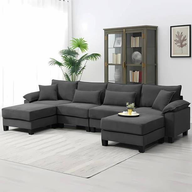 Groovecraft Brevik 6 Seater Fabric Sectional Sofa for Living Room Fabric 6 Seater  Sofa