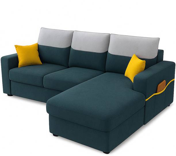 FURNY Tokyo 4 Seater Fabric RHS L Shape Sofa Set for Living Room Fabric 4 Seater  Sofa