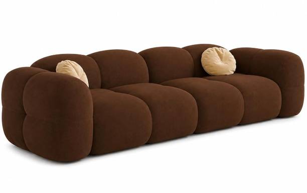 bloo mart Modern 3 Seater Sofa Set for Living Room - Cream & Pink Fabric 3 Seater  Sofa