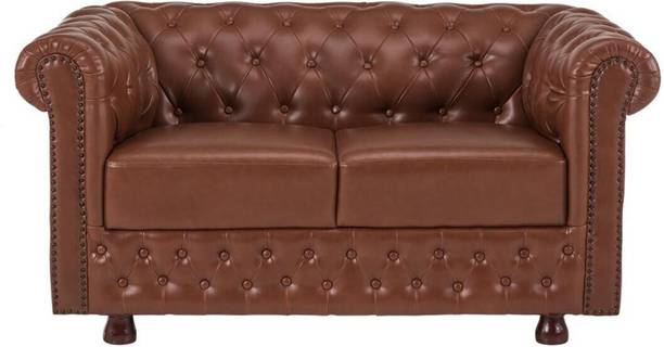 India wood mart WOODEN MODERN SOFA BROWN FOR LIVING ROOM WOODEN SOFA Fabric 2 Seater  Sofa