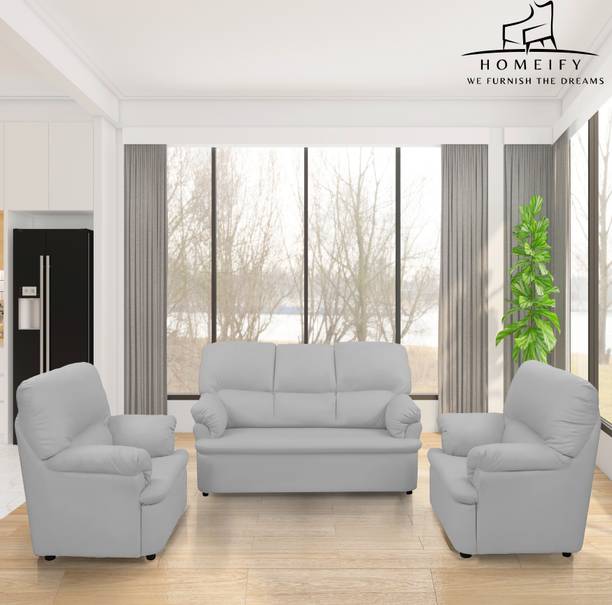 Homeify Noah Ivy Leatherette 3-1-1 Five Seater Sofa Set For Living Room Leather 5 Seater  Sofa