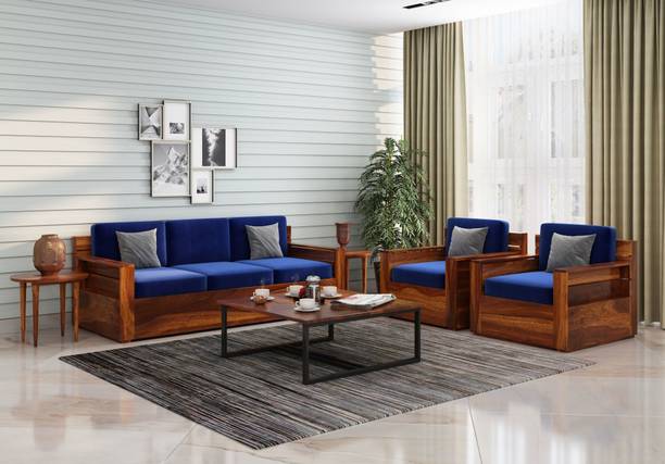 Divine Arts Solid Sheesham Wood For Living Room / Office| Fabric Fabric 5 Seater  Sofa
